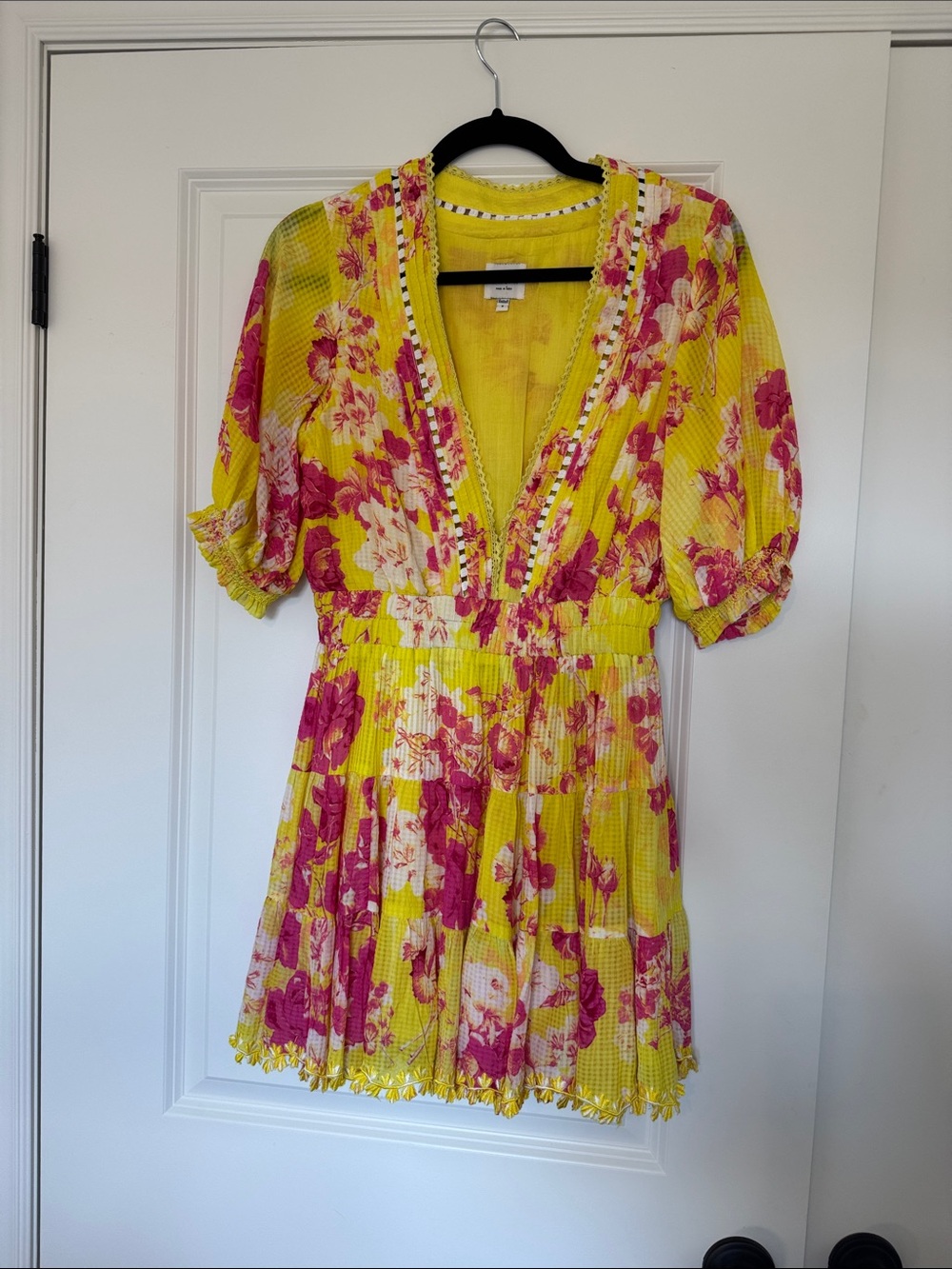 HEMANT & NANDITA spell & the gypsy yellow floral mini dress | boho summer dress